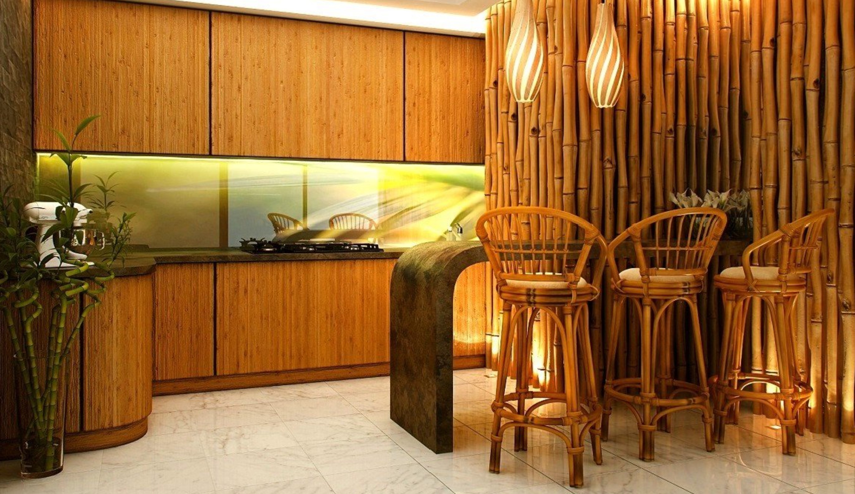 Elegant bamboo interior decoration